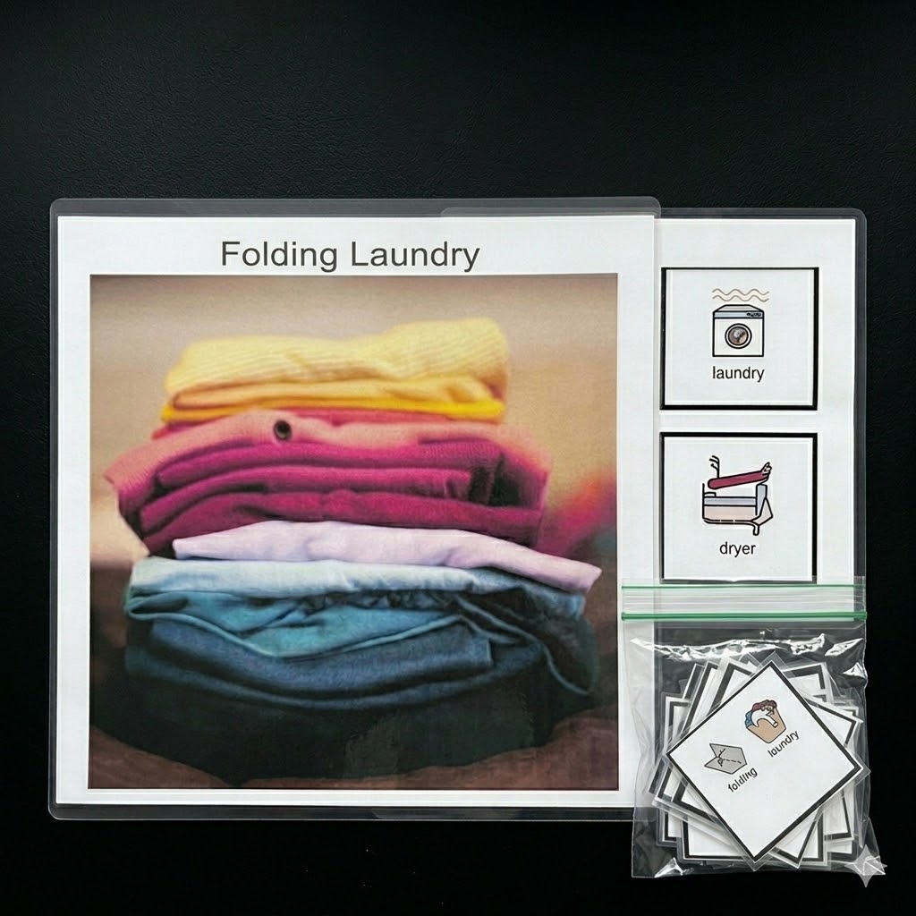 Folding laundry independence book activity materials