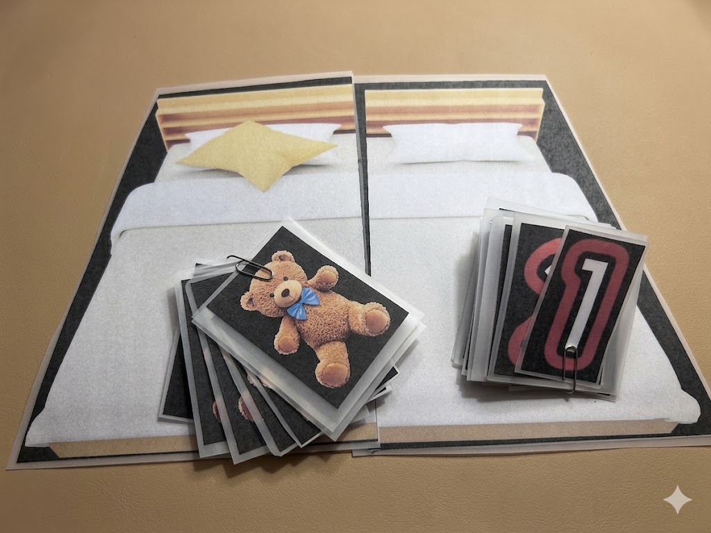 Ten in the Bed song activity with numbers and stuffed animals